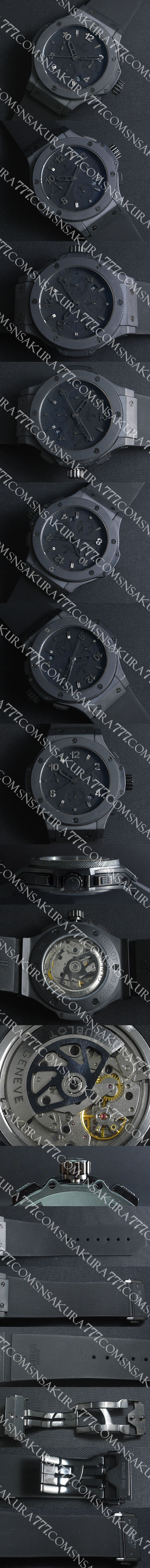 【ケース直径：約44MM】ウブロ ビッグバン オール ブラック Asian 7750搭載 28800振動