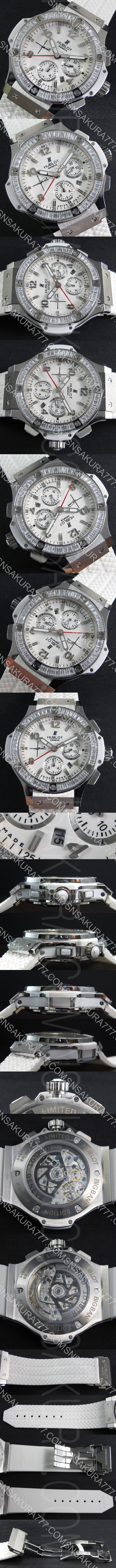 人気新作 HUBLOTブランドコピー ビッグバン Asian 7750 ムーブ搭載 自動巻き ホワイト文字盤 日付表示 スモセコ