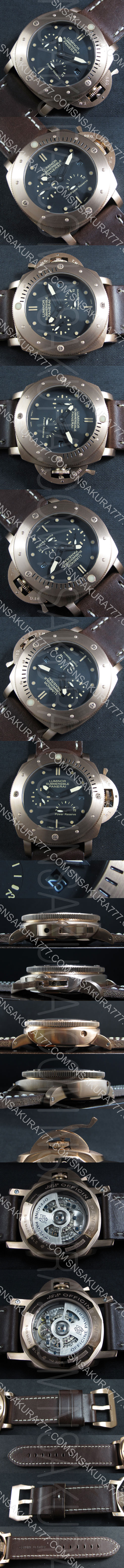 優良店 PANERAIコピーLUMINORサブマーシブル1950 3デイズ 自動巻き ブラック文字盤 パワーリザーブ クロノグラフ