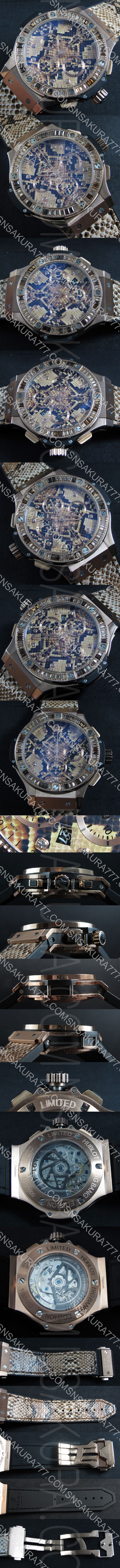 新着商品 HUBLOT ビッグバン ボア Asian 7750搭載 自動巻き 21600振動 バケットダイヤ スモールセコンド カレンダー