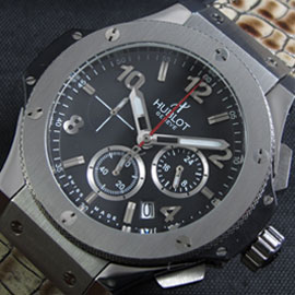 人気新作 HUBLOTコピービッグバン・Tuiga クォーツムーブメントA 電池交換可能 クロノグラフ インダイヤル ブラック文字盤 