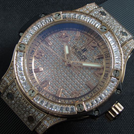 話題商品 HUBLOT コピー時計 ビッグバン クォーツムーブメント 全面ダイヤ 硬質クリスタル  